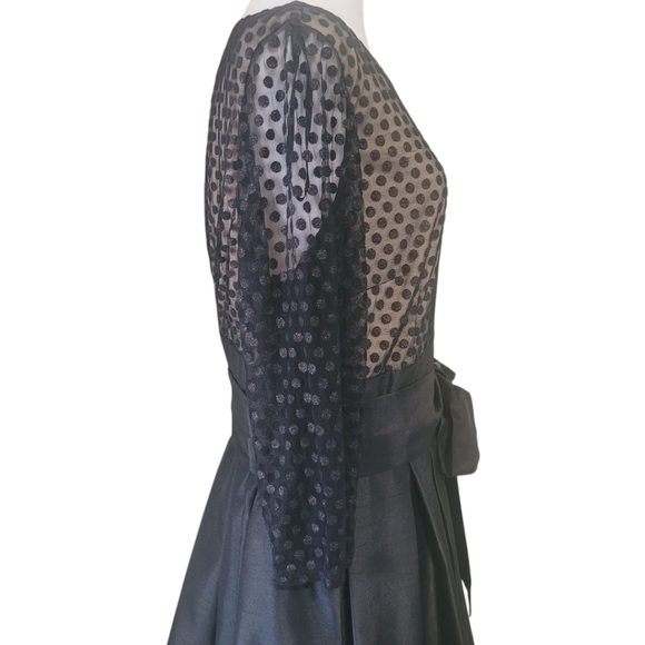 Jessica Howard Chic 3/4 Sleeves Black Polka Dot Mesh Fit & Flare Dress, 16W, NWT - Picture 5 of 11